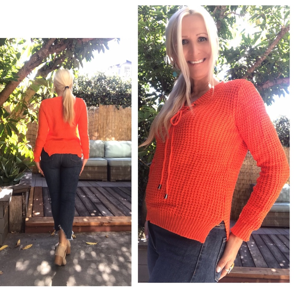 🤩Coral Lace up Sweater🌟 - Picture 2 of 2